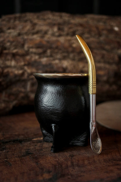 Mate de Cuero y Alpaca con Bombilla