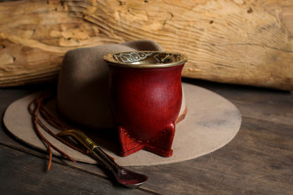 Mate de Cuero y Alpaca con Bombilla