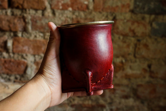 Mate de Cuero y Alpaca con Bombilla