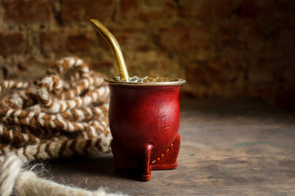 Mate de Cuero y Alpaca con Bombilla