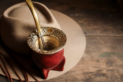 Mate de Cuero y Alpaca con Bombilla