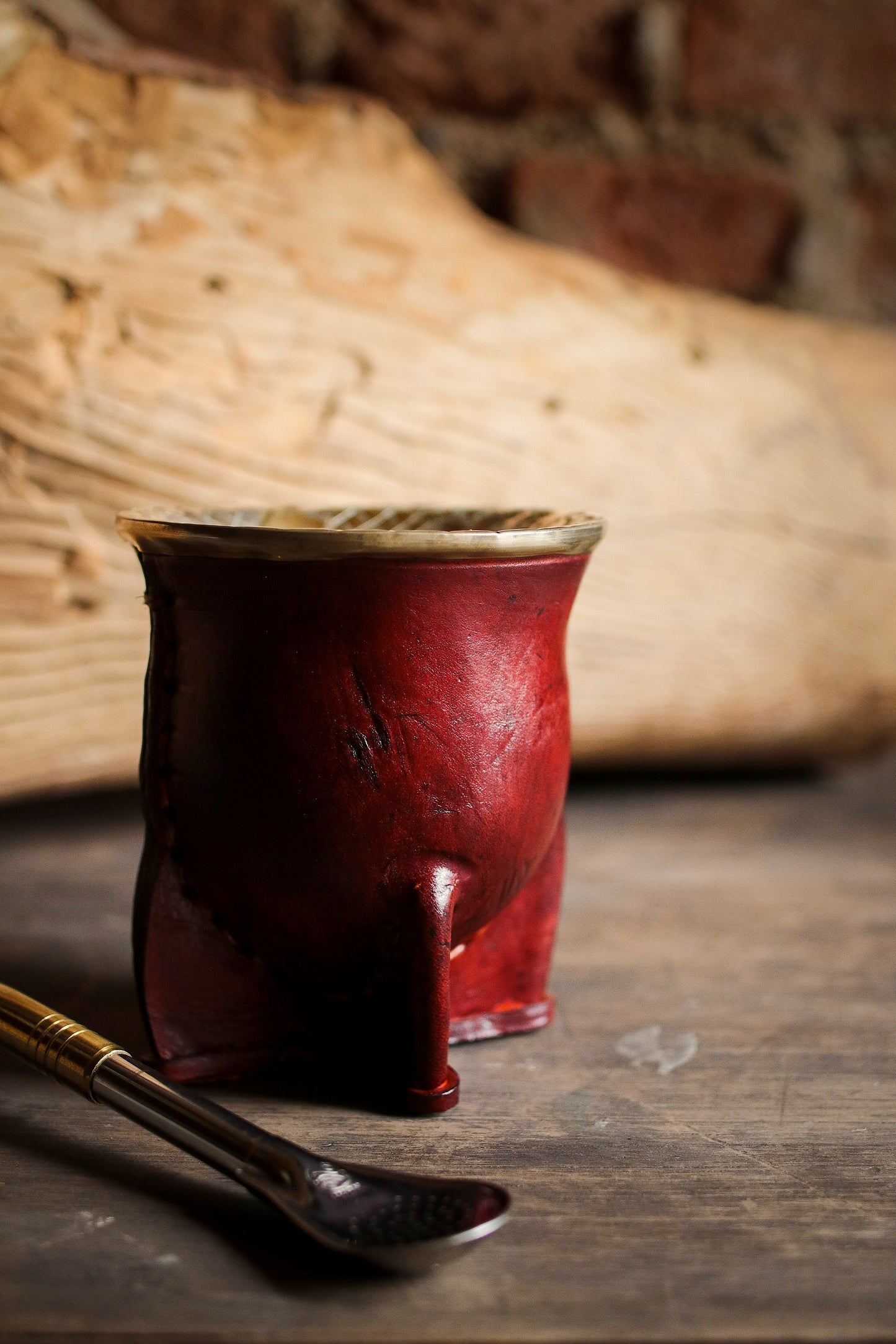 Mate de Cuero y Alpaca con Bombilla