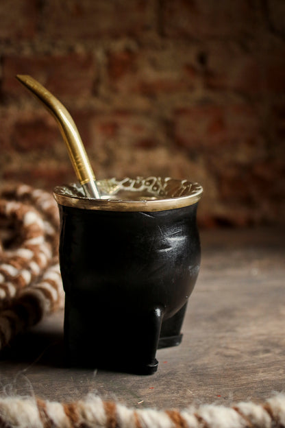 Mate de Cuero y Alpaca con Bombilla
