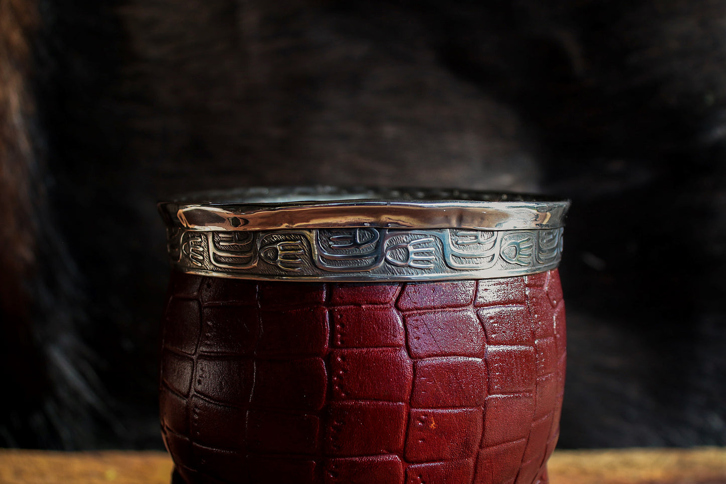 Imperial Embossed Leather and Nickel Silver with Bronze Shield