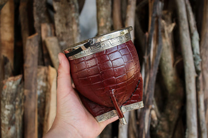 Imperial Embossed Leather and Nickel Silver with Bronze Shield