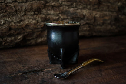 Mate de Cuero y Alpaca con Bombilla