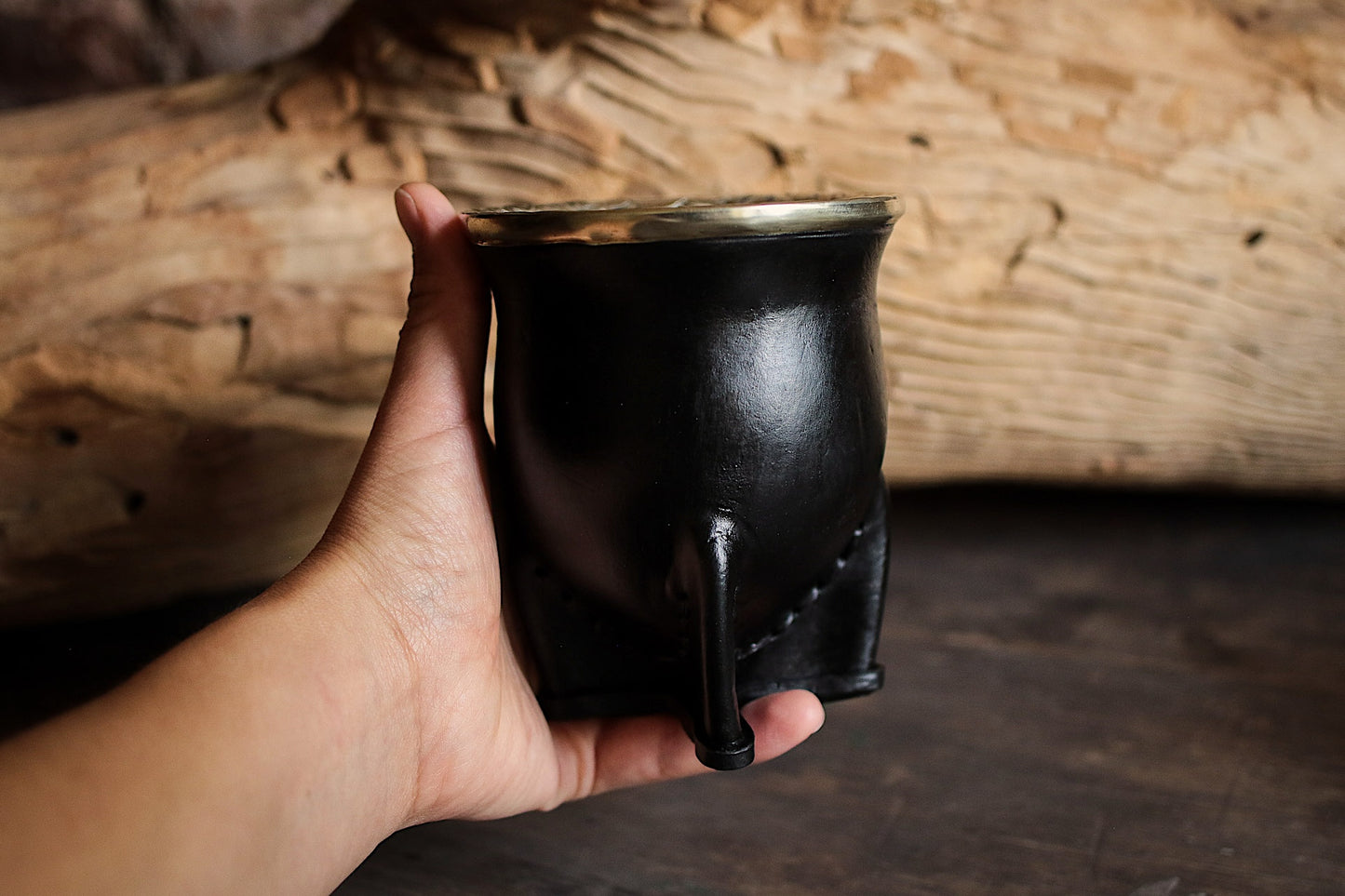 Mate de Cuero y Alpaca con Bombilla