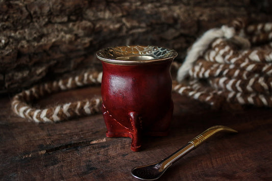 Mate de Cuero y Alpaca con Bombilla