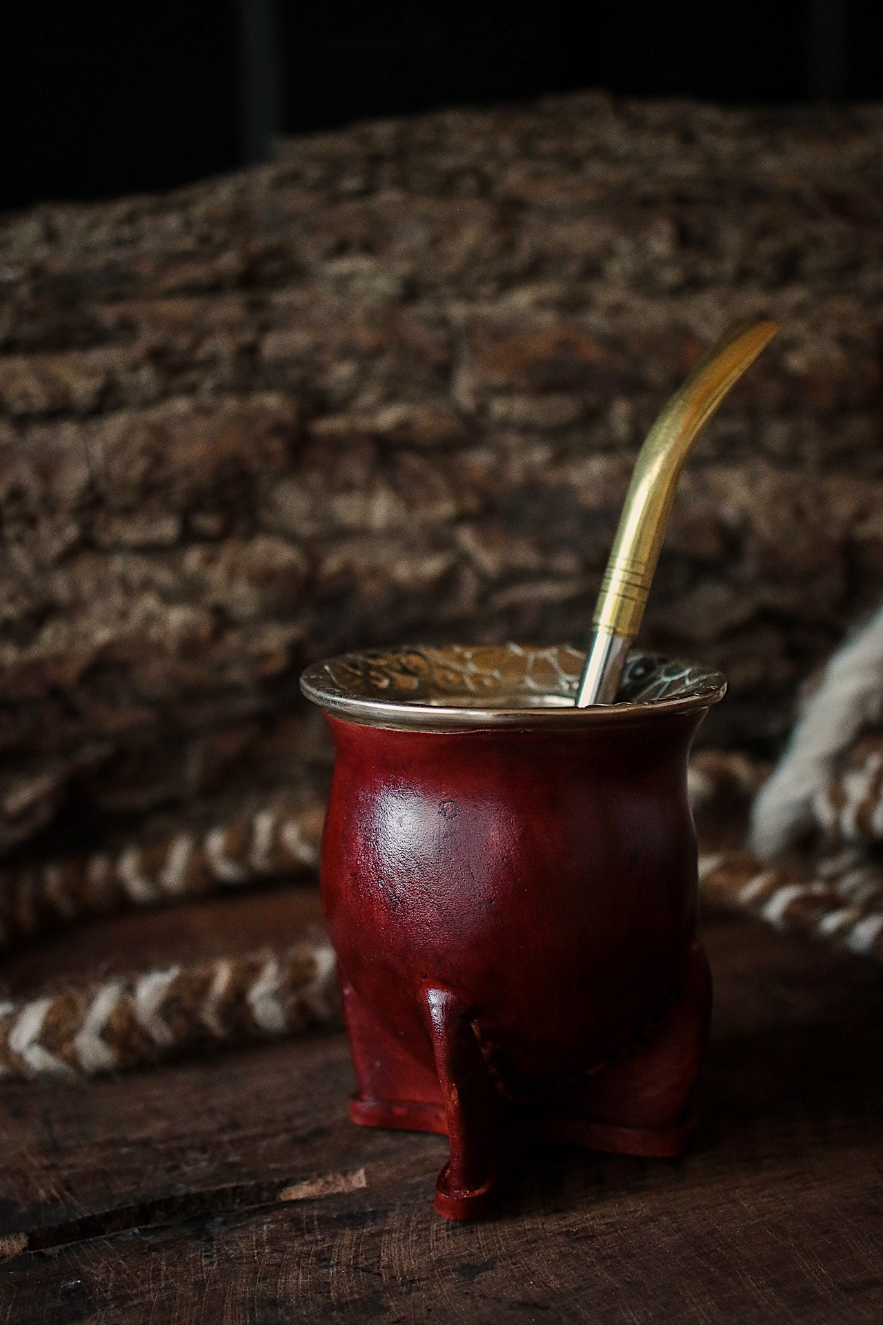 Mate de Cuero y Alpaca con Bombilla