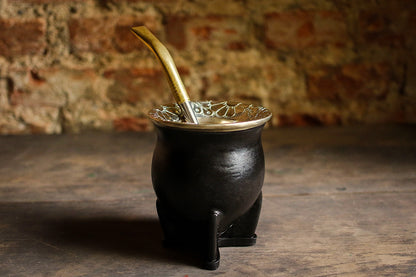 Mate de Cuero y Alpaca con Bombilla