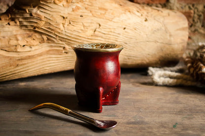 Mate de Cuero y Alpaca con Bombilla