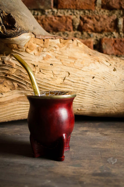 Mate de Cuero y Alpaca con Bombilla