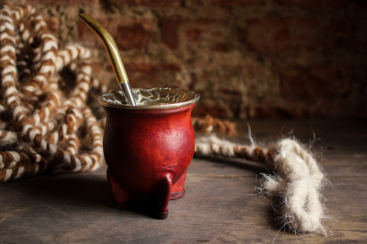 Mate de Cuero y Alpaca con Bombilla