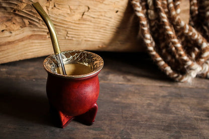 Mate de Cuero y Alpaca con Bombilla