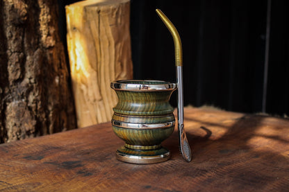Mate de Palo Santo y Alpaca con Bombilla