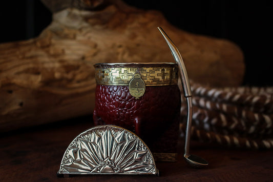 Imperial Cuero y Bronce con Escudo, Matepa y Bombilla