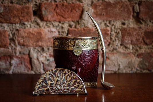 Imperial Cuero y Bronce con Escudo, Matepa y Bombilla