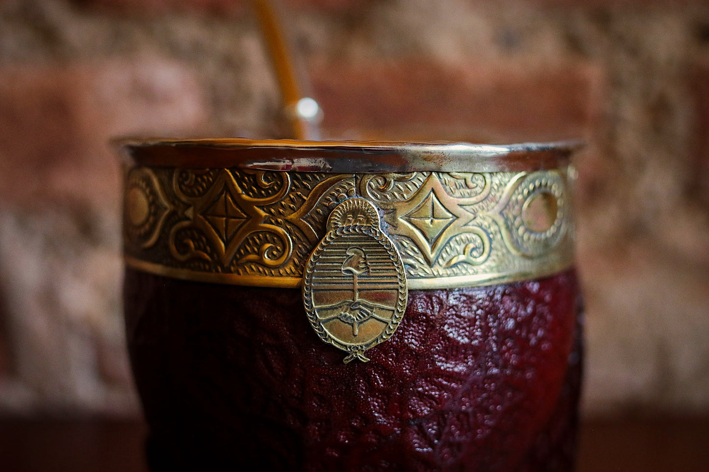 Imperial Cuero y Bronce con Escudo, Matepa y Bombilla