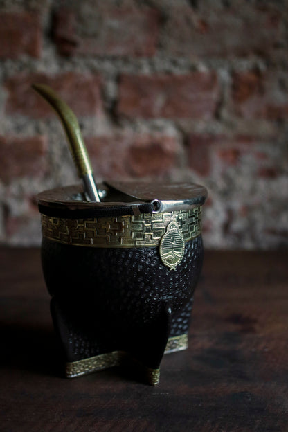 Imperial Cuero y Bronce con Escudo, Matepa y Bombilla