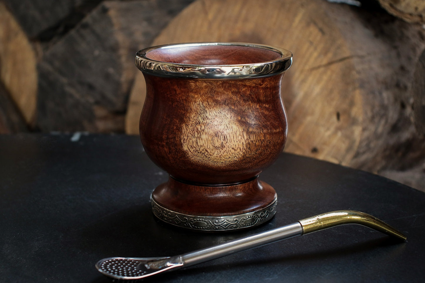 Carob and Nickel Silver Mate with Bombilla