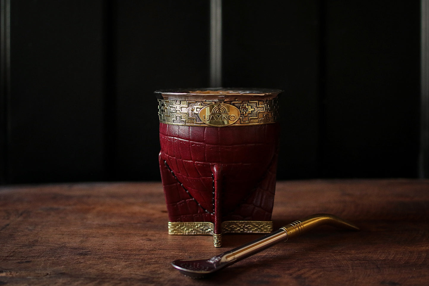 Mate Imperial de Cuero y Bronce con Bombilla