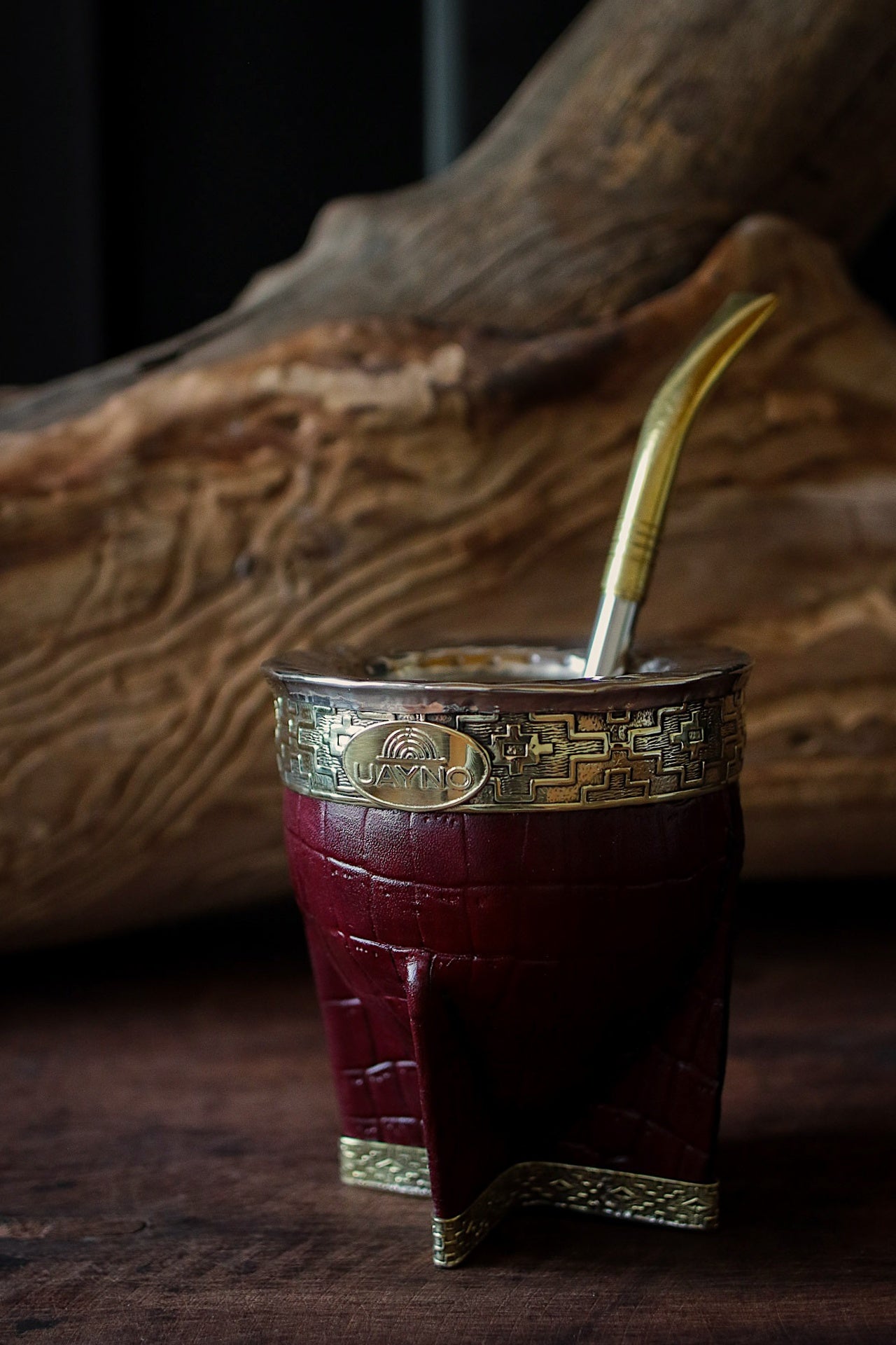 Mate Imperial de Cuero y Bronce con Bombilla