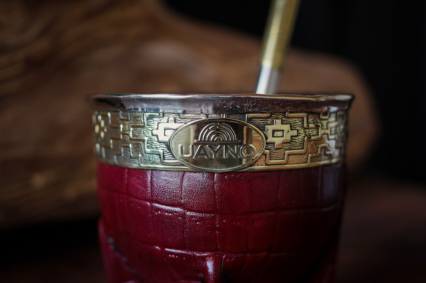 Mate Imperial de Cuero y Bronce con Bombilla