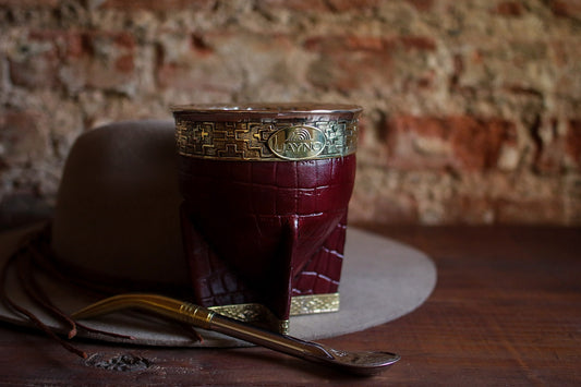 Mate Imperial de Cuero y Bronce con Bombilla
