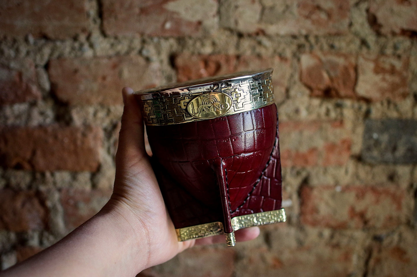 Mate Imperial de Cuero y Bronce con Bombilla