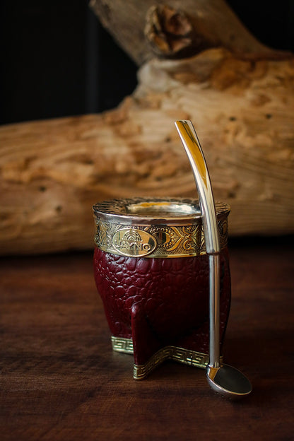 Mate Imperial de Cuero y Bronce con Bombilla