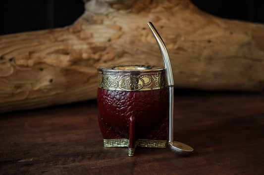 Mate Imperial de Cuero y Bronce con Bombilla