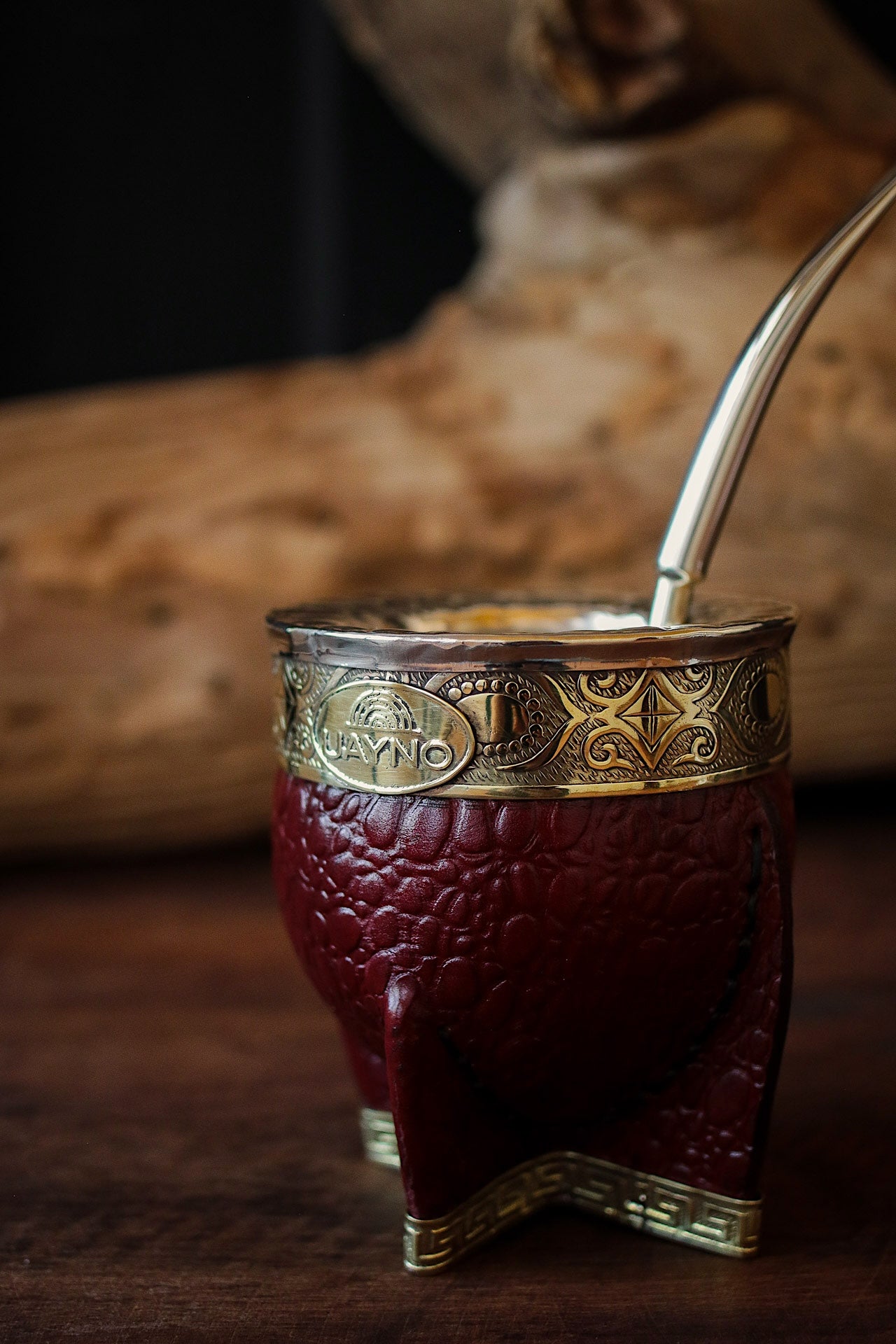 Mate Imperial de Cuero y Bronce con Bombilla