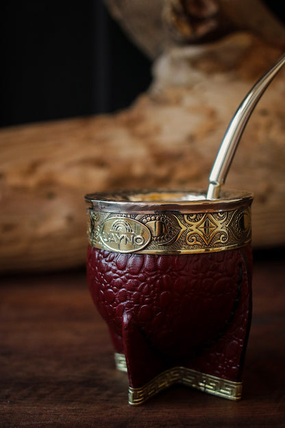 Mate Imperial de Cuero y Bronce con Bombilla