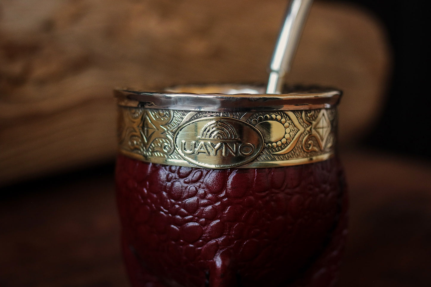 Mate Imperial de Cuero y Bronce con Bombilla