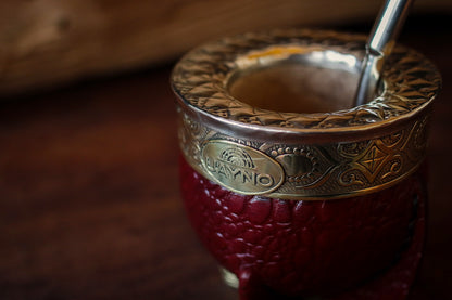 Mate Imperial de Cuero y Bronce con Bombilla