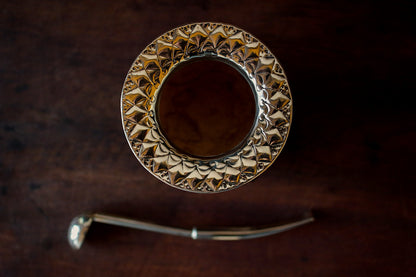 Mate Imperial de Cuero y Bronce con Bombilla