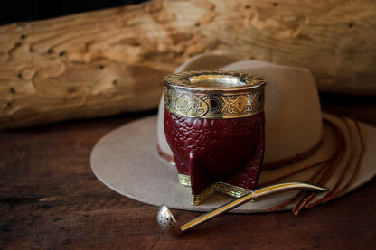 Mate Imperial de Cuero y Bronce con Bombilla