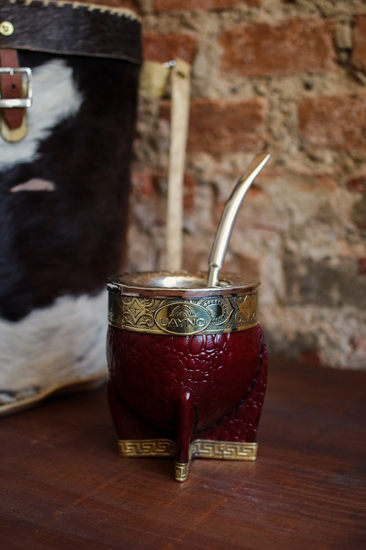 Mate Imperial de Cuero y Bronce con Bombilla