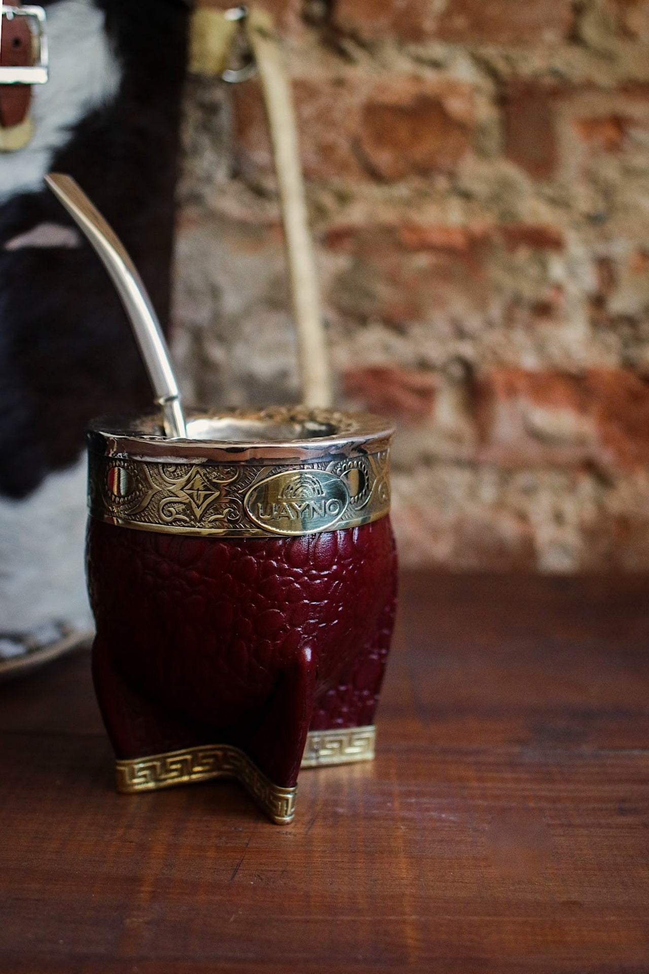 Mate Imperial de Cuero y Bronce con Bombilla