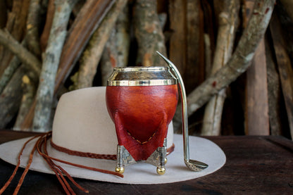 Mate de Cuero y Alpaca con Bombilla
