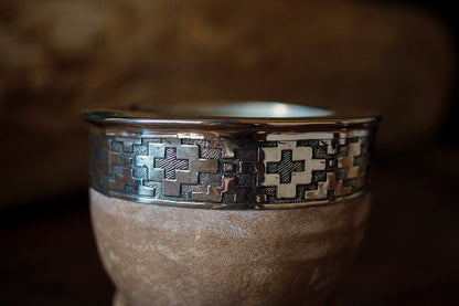 Mate de Cuero con Base de Alpaca y Bronce con Bombilla