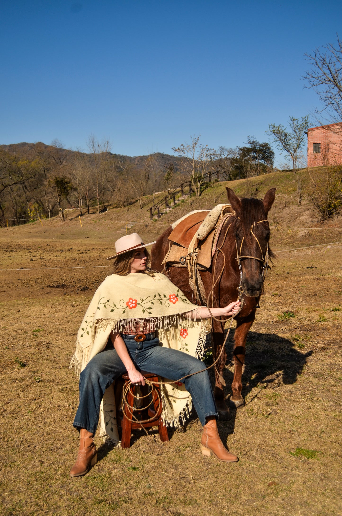 Poncho Bordado "Tandil" Telar Criollo