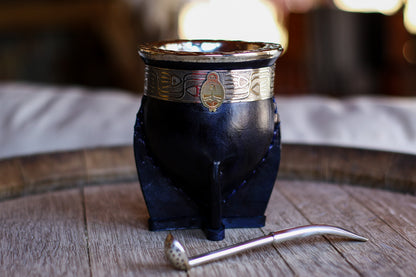 Mate Imperial Cuero y Alpaca con Escudo Nacional Bronce